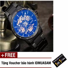 Đồng hồ cơ tự động dây thép không gỉ Nary 6098 (Dây đen ánh xanh) + Tặng kèm voucher bảo hành IDMUASAM