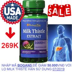 Viên uống bổ gan, giải độc gan, tăng cường chức năng gan Puritan’s Pride Milk Thistle Extract 1000mg 90 viên HSD tháng 7/2019