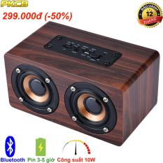 loa gỗ bluetooth HIFI super bass stereo Speaker âm Thanh Nổi PKCB G4 gắn thẻ nhớ 3 trong 1