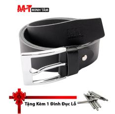 Thắt Lưng Nam/ Dây Nịt Nam Da Thật 100% Đi Học Đi Làm Minh Tâm MT49135 (Đen) + Tặng 1 Đinh Đục Lỗ