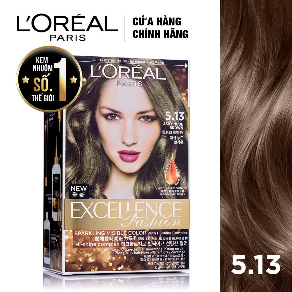Kem nhuộm dưỡng tóc L'Oreal Paris Excellence Fashion màu #5.13 172ml (Nâu ánh tro)