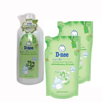 Combo 1 chai 620ml và 2 túi 600ml nước rửa bình sữa Dnee Thái