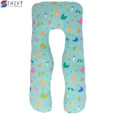 Gối Ôm Chữ U Cao Cấp THIVI Cho Bà Bầu Ngủ Ngon, Đỡ Chuột Rút, Tê Chân – Cotton Hàn Quốc, Gòn Bi 3D – 180515