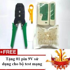 Bộ 1 Hộp test mạng đa năng RJ45 + 1 Kìm bấm mạng đa năng + 50 hạt mạng (phổ biến nhất tại các gia đình) + Tặng pin 9V