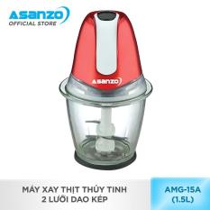 Máy xay thịt cối thủy tinh 02 lưỡi xay kép Asanzo AMG-15A 600W (1.5 lít)
