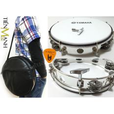 Combo Trống lắc tay và Bao đựng Lục Lạc Gõ Bo Tambourine Yamaha MT6-102A (Trắng – Trống chơi nhạc chế gõ po – Xipo – Tặng móng gẩy Tiến Mạnh Music)