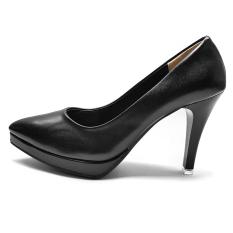 Giày Cao Gót Đẹp Nữ Da Bóng 2 Đế Gót Cao 9cm New Arrival 2018 Evelynv 9P02LG (Đen – Bóng – Đỏ – Kem)