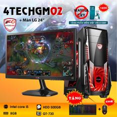 Máy tính chơi Game 4TechGM02 core i5, ram 8GB, hdd 500gb, vga GT730, màn hình LG 24 inch(chuyên LOL, Fifa, Stream) – Tặng phím chuột Gaming DareU.