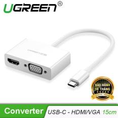 Bộ chuyển đổi USB Type C sang HDMI và VGA dài 15cm UGREEN MM123 30843