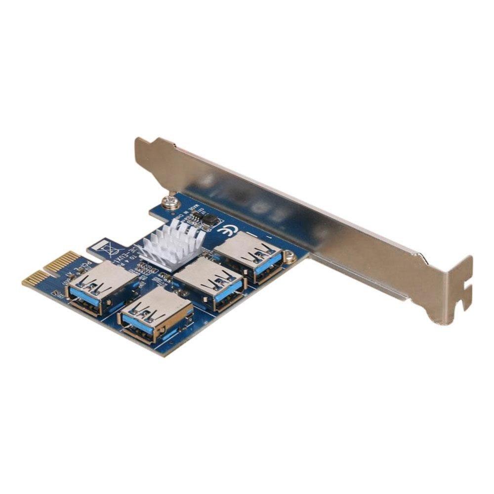 New PCI Expansion Card 1 to 4 PCI Slots USB 3.0 Converter Adatper PCIE Riser Cards For Bitcoin Mining Device