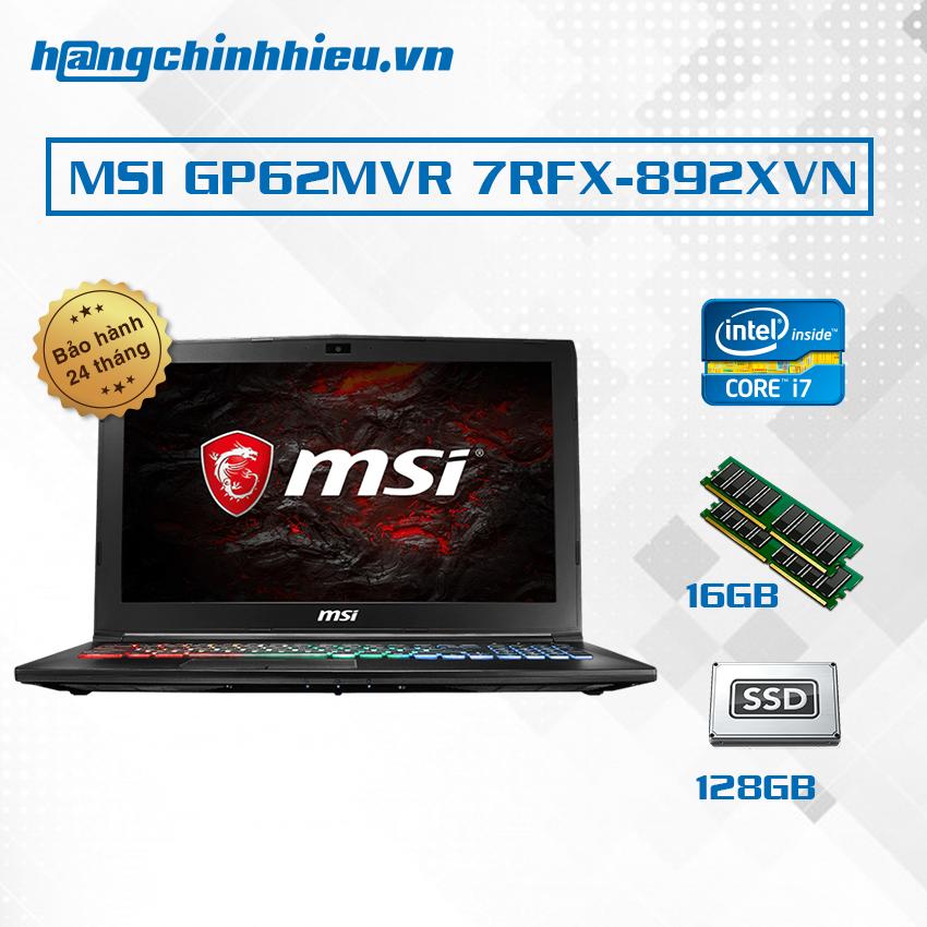 MSI GP62MVR 7RFX-892XVN Hàng phân phối chính hãng - Core 7-7700HQ VGA NVIDIA GeForce GTX 1060 3GB GDDR5 1TB 15.6...
