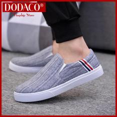 Giày lười nam DODACO LVS0007 giày mọi nam thời trang style hàn quốc chất liệu siêu nhẹ vải khử mùi thoáng khí hàng hot trends giá rẻ mẫu mới nhất 2018 màu Đen Xám Đỏ Vàng