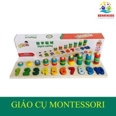 Giáo Cụ Montessori Bộ Học Đếm Bậc Thang 10 Cột Tính Bằng Gỗ