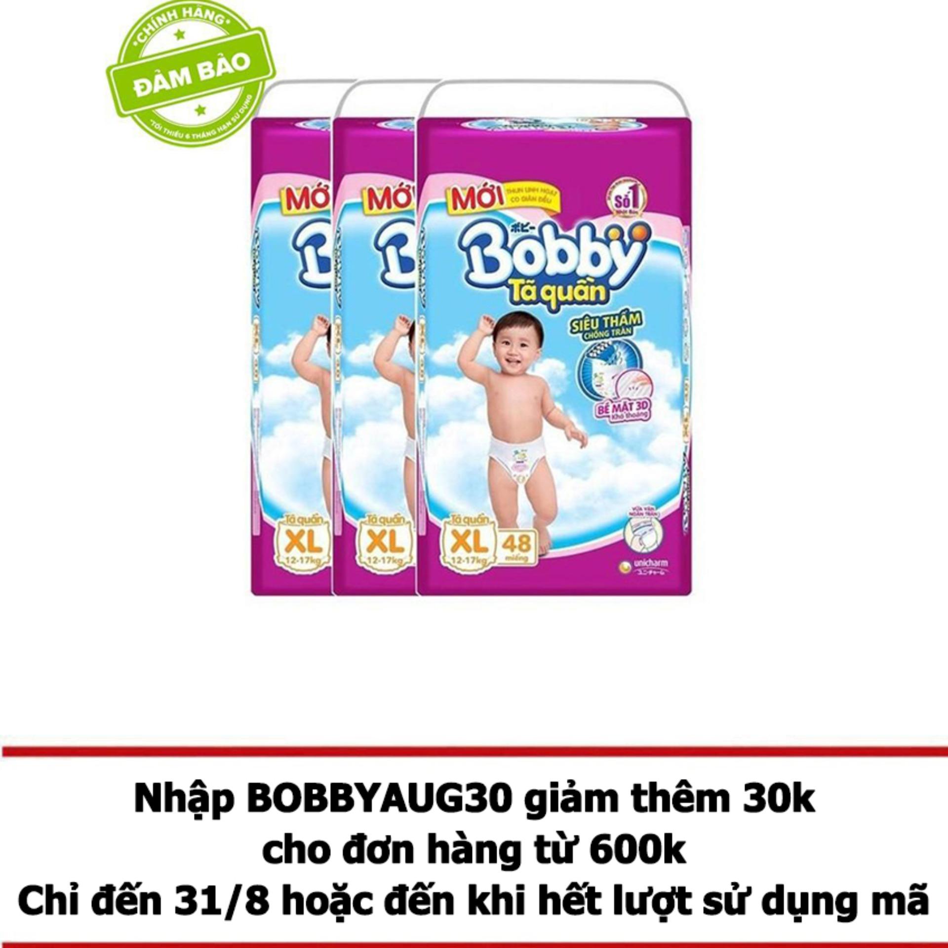 Bộ 3 gói tã quần Bobby XL48 (12 - 17kg)