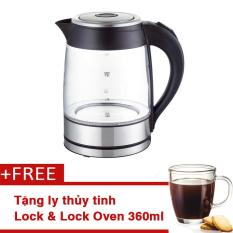 Ấm điện đun nước Lock&Lock bằng thủy tinh 1.8L,1850W, – Màu đen (Tặng ly thủy tinh Lock&Lock Oven 360ml)