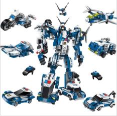 Bộ đồ chơi lego xếp hình Robot biến hình Cảnh Sát – Được lắp từ 577 PCS 6 hộp – Mỗi hộp có thể lắp được 1 xe cảnh sát, máy bay – Đồ chơi thông minh cho trẻ