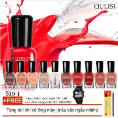 Bộ 10 lọ sơn móng tay màu cao cấp Maycheer + Tặng bút chì kẻ lông mày ( Đơn hàng mỹ phẩm trên 300k tặng thêm 1 đồng hồ thể thao như quảng cáo )