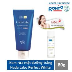 Kem rửa mặt dưỡng trắng Hada Labo Perfect White Cleanser 80g + Tặng Dầu tẩy trang Hada Labo 40ml