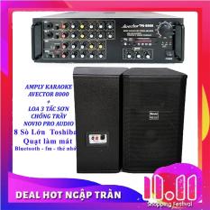 Dàn karaoke gia đình – Dàn karaoke bluetooth – Dàn karaoke 3 tấc giá rẻ Amply Avector 8000 Và Loa NOVIO PRO AUDIO 3 tấc sơn Tặng 10 mét dây