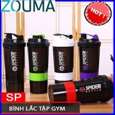 Bình lắc tập gym Protein Spider 600ml nhiều ngăn ( có quả lắc)