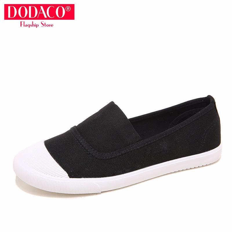 Giày lười vải nữ thời trang DODACO DDC1834 - (Đen)