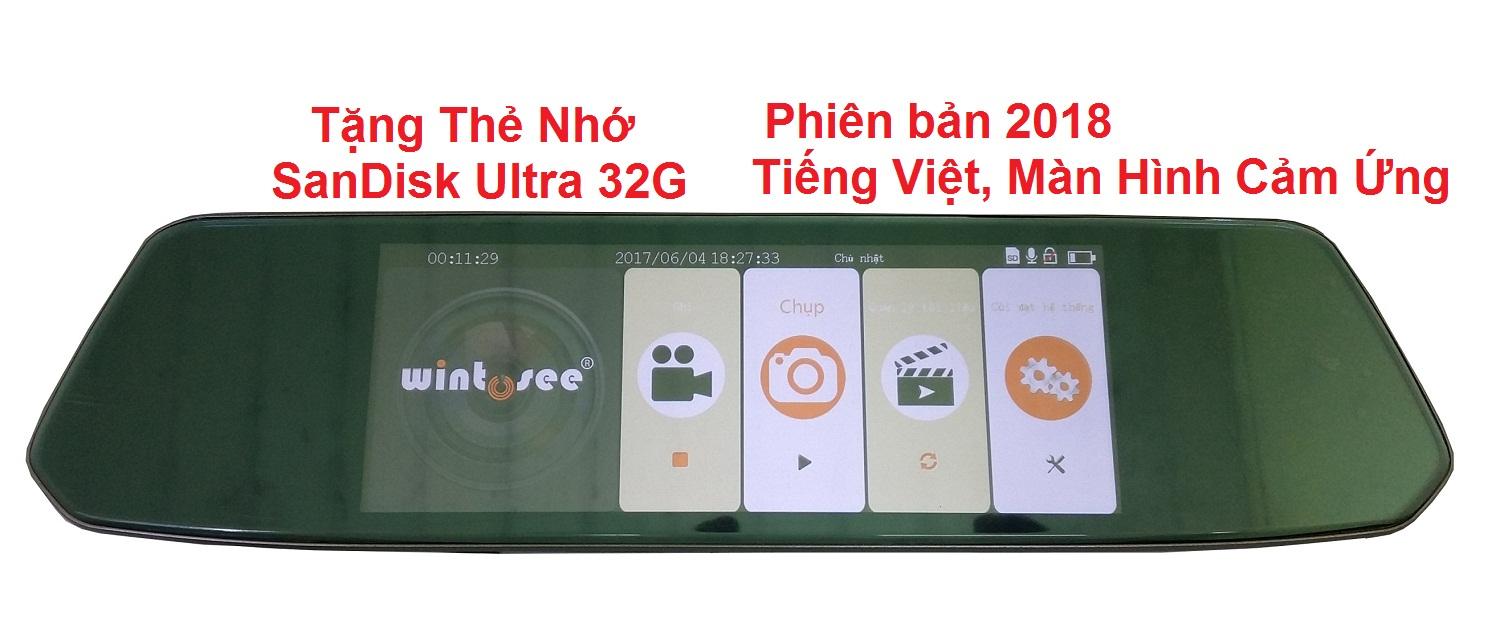 Camera Hành Trình 7 inch Gương Tiếng Việt, Màn hình cảm ứng