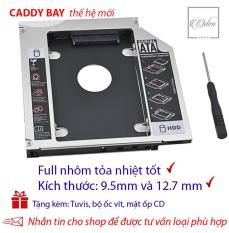Khay gắn ổ Cứng SSD/HDD thứ 2 cho laptop – Full nhôm – dày 12.7mm và mỏng 9.5 mm,SATA, Tặng tuvit & mặt ốp cd