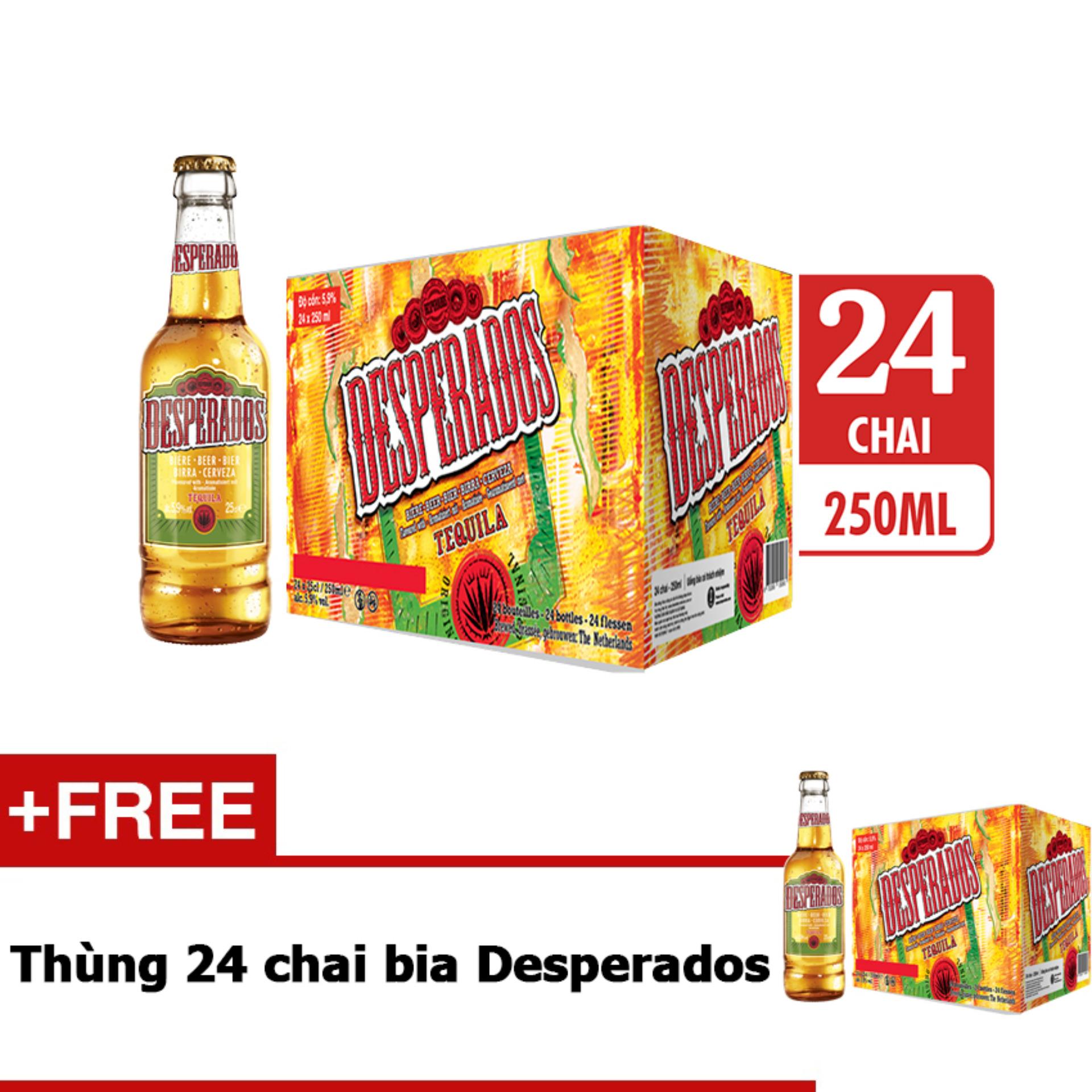 Thùng 24 chai bia Desperados hương vị Tequila 250ml tặng thùng 24 chai bia Desperados
