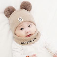Bộ khăn + mũ len 2 lớp cho bé dưới 3 tuổi