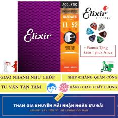 Bộ Dây Đàn Elixir cao cấp 16027 (Cỡ 11 – Custom Light) Acoustic Guitar thùng Phosphor Bronze With NANOWEB COATING Strings