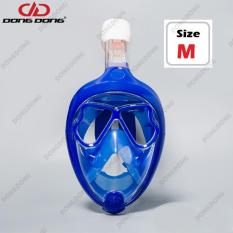 Mặt nạ lặn Full Face BLUE – mắt KÍNH CƯỜNG LỰC, gắn được GOPRO, SJCAM tầm nhìn 180 độ, Ống thở van 1 chiều ngăn nước – DONGDONG