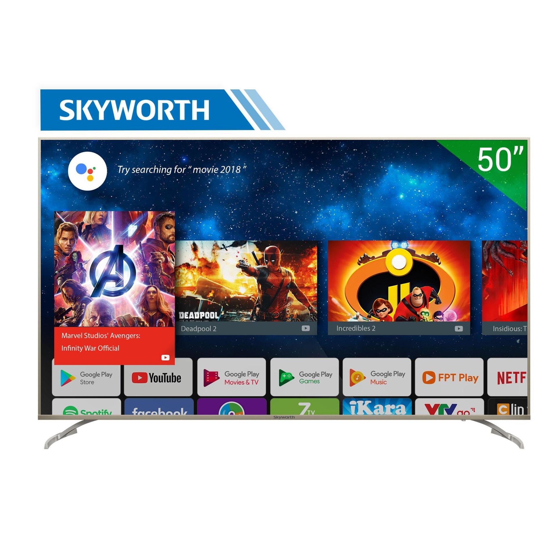 Smart TV LED Skyworth 50 inch 4K Ultra HD - Model 50S7 (Bạc) - Hãng phân phối chính thức