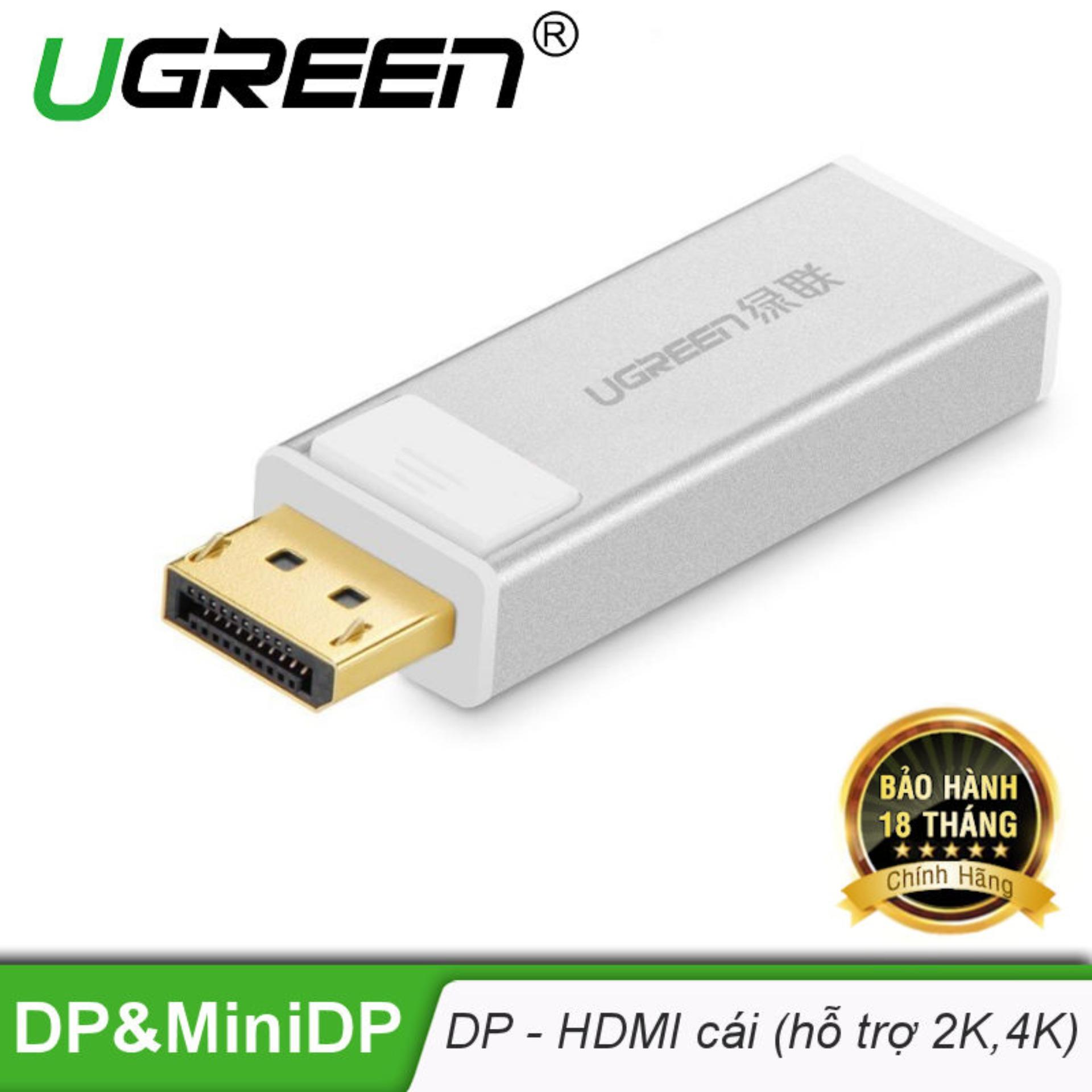 Đầu chuyển đổi Displayport sang HDMI cái, hỗ trợ 2K*4K UGREEN DP108 20413 - Hãng phân phối chính thức