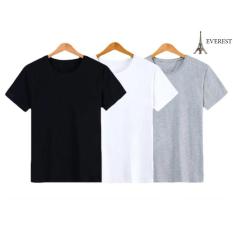 Bộ 3 áo thun trơn nam form rộng phong cách hàng quốc vải dày mịn Everest (Trắng – Đen – Xám)
