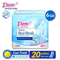 Bộ 6 gói Băng vệ sinh Diana hàng ngày Sensi Cool Fresh gói 20 miếng