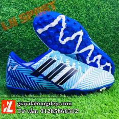 Giày đá bóng giày đá banh sân cỏ nhân tạo NEMEZIZ MESSI xanh trắng siêu đẹp, siêu bền, đã khâu mũi chắc chắn