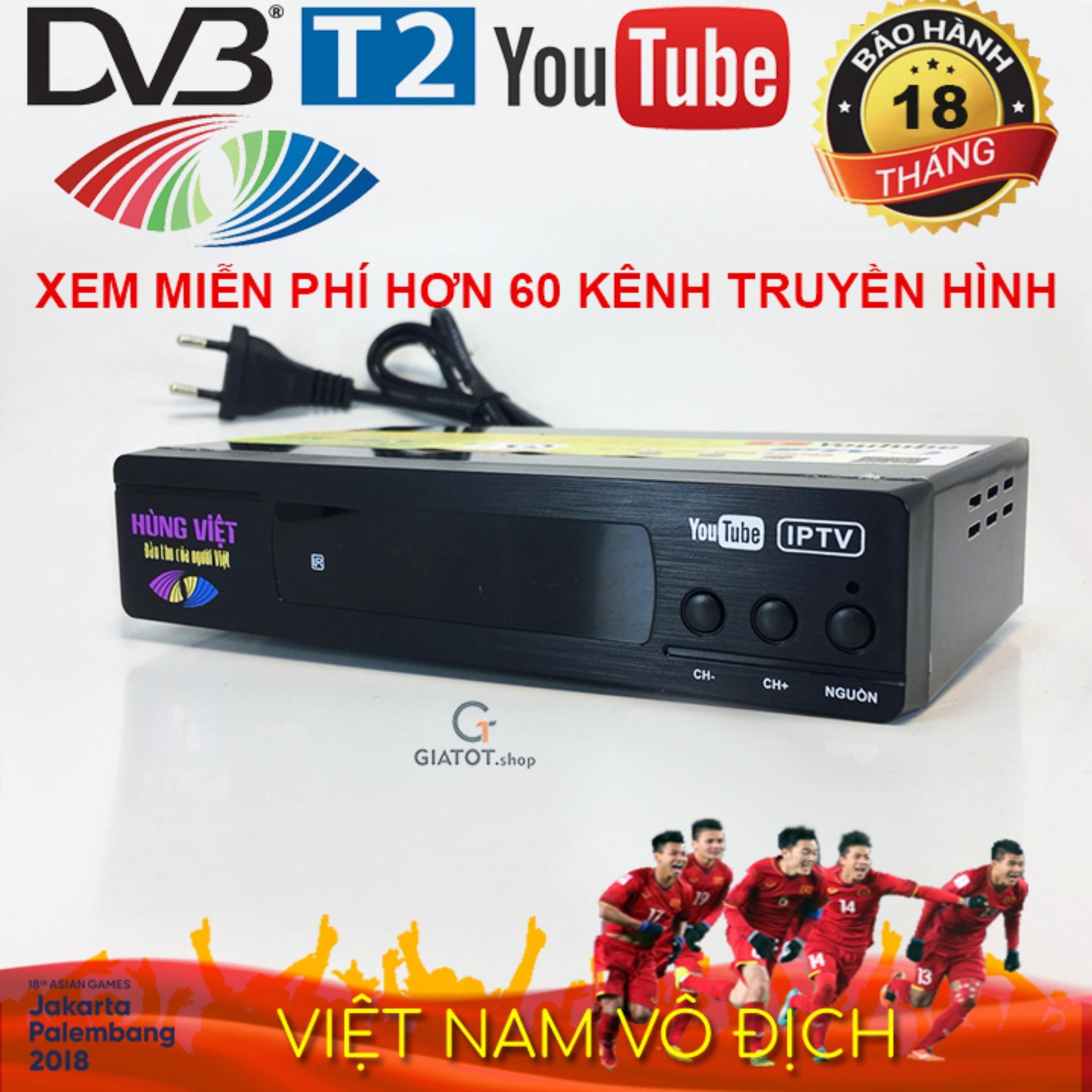 Đầu thu DVB T2 Hùng Việt TS 123 internet xem Youtube, IPTV phiên bản 2018