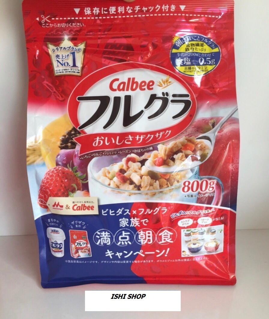 Date tháng 7/2021 Sale Ngũ cốc ăn sáng Calbee Nhật Bản ngũ cốc hoa quả sấy khô màu đỏ 800g...