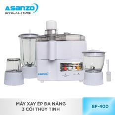 Máy xay ép đa năng 3 cối thủy tinh Asanzo BF-400S
