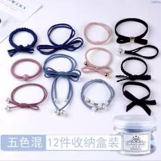Hộp 12 dây nơ chun buộc tóc các mẫu GDHOA329