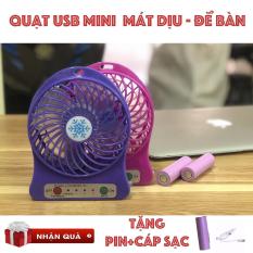 Quạt để bàn usb mini Fan 3 tốc độ cực mát. Tặng kèm +pin+dây cáp usb)