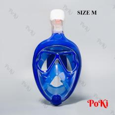 Mặt nạ lặn Full Face – Size M – mắt KÍNH CƯỜNG LỰC, gắn được GOPRO, SJCAM tầm nhìn 180 độ, Ống thở van 1 chiều ngăn nước – POKI