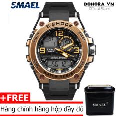 Đồng hồ thể thao quân đội SMAEL DO2 Dual time bản 2018 viền thép không gỉ day cao su siêu bền