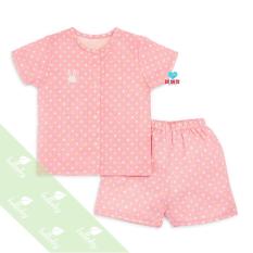 Hot 2018 Bộ quần áo cộc tay cài giữa vải xô 2 lớp Lullaby sz cho bé 3 tháng đến 4 tuổi