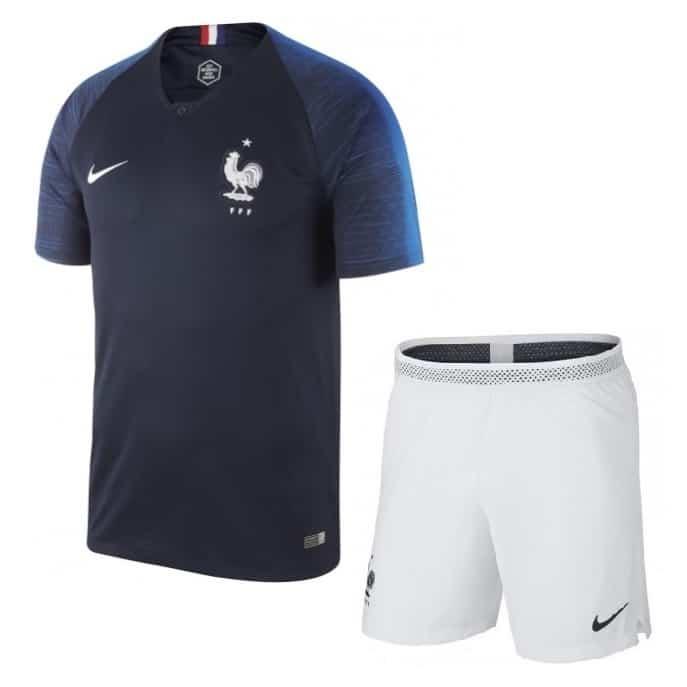Áo thi đấu world cup đội tuyển Pháp xanh có logo đầy đủ thun thái nhập xịn