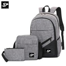 COMBO: Balo đi học , đi làm đựng Laptop 15,6inch + Túi đeo chéo ipad + Bóp bút vải bố xước cao cấp Fortune Mouse B001 (LOẠI ĐẸP)