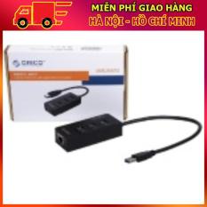 USB 3 cổng Hub 1 cổng Lan gigabit Ethernet ORICO HR01-U3 (Đen)-Hàng phân phối chính hãng