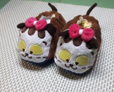Giày nhung mèo đeo nơ