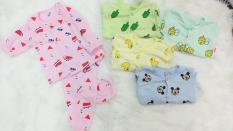 Set 5 bộ cotton cài cúc giữa bé gái