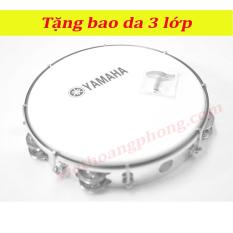 Trống lắc tay – trống gõ bo – Tambourine Yamaha MT6-102A (Trắng đục) + Bao da 3 lớp – HappyLive Shop